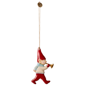 Metallanhänger Pixy mit Trompete - 8,5 cm lang