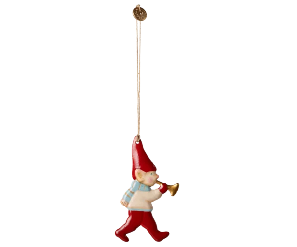 Metallanhänger Pixy mit Trompete - 8,5 cm lang
