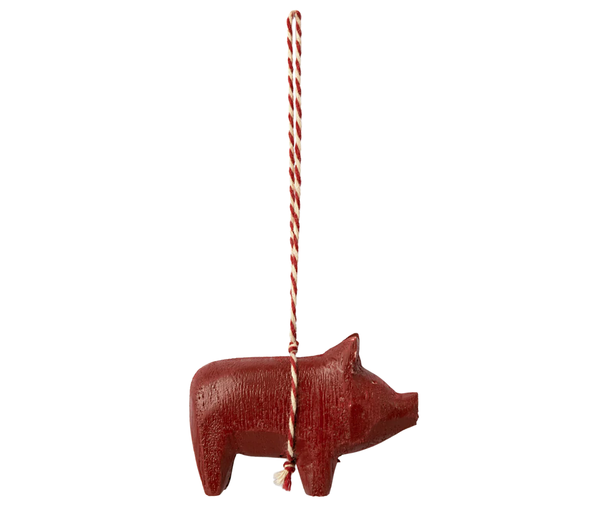 Anhänger Holzschweinchen rot