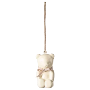 Metallanhänger Teddybär - rosa Schleife - 6,5 cm