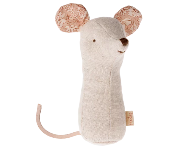 Rassel - Maus 15 cm - Leinen