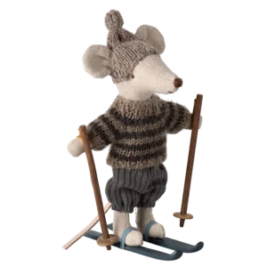 Großer Bruder Wintermaus mit Skiern - 13 cm groß