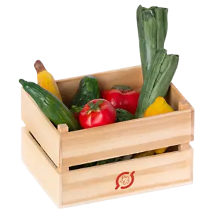 Kiste mit Gemüse und Obst