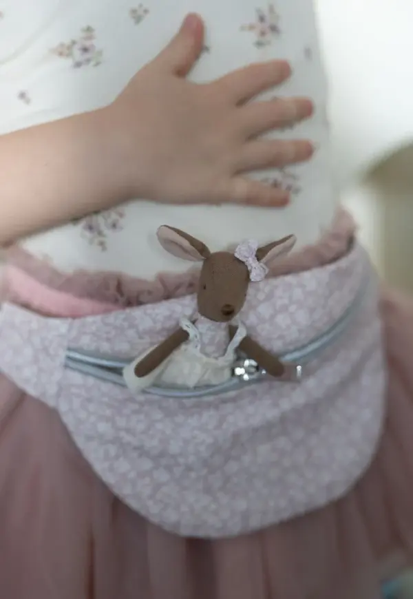 Beuteltasche - rosa mit Blütenmuster