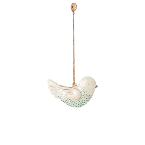 Metallanhänger Vogel, türkise Punkte